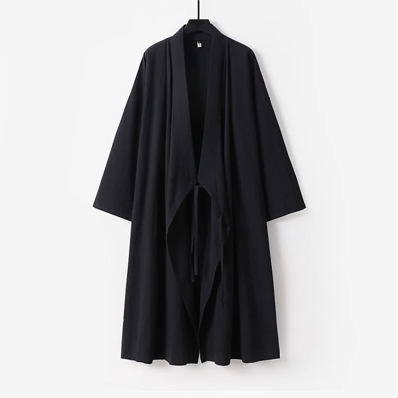 Wudang Taoist Robe Long Summer Cotton and Hemp Taoist Clothing Men's Tai Chi Martial Arts Cardigan Kimono Shirt Jacket
