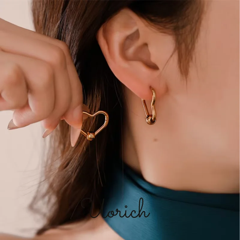 Uorich New Titanium steel Plated 18k Gold Temperament Circle  Geometric Earrings for Women Non-fading Jewelry Daily Wear Gifts