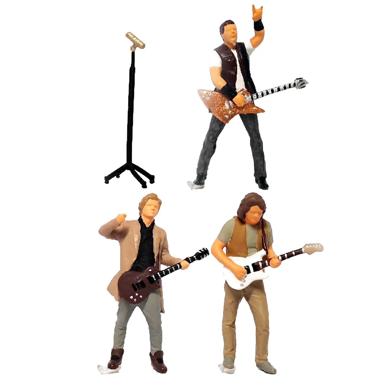 1/64 Rock Music Figures Street Scene Desktop Ornament Train Railway Diorama Scenery Collections Movie Props Building S Scale