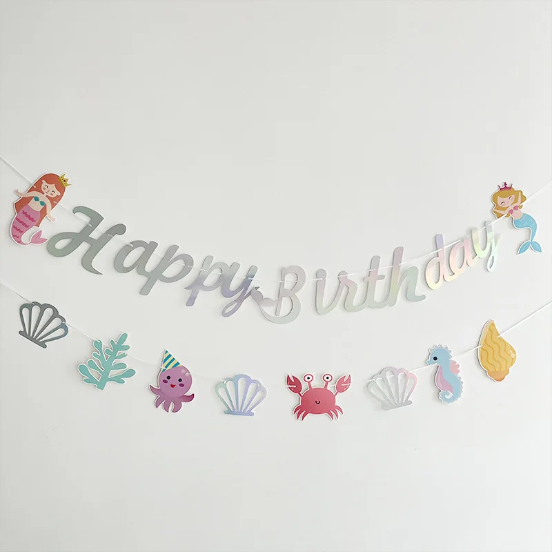 Mermaid birthday party Banner Garland decoration Mermaid Banner kids Girls Birthday decor Under the Sea Mermaid party Decoration