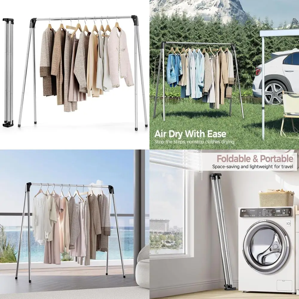 

Складная сушилка для одежды из нержавеющей стали, портативная уличная и в помещении, отдельно стоящая вешалка для белья большой емкости
