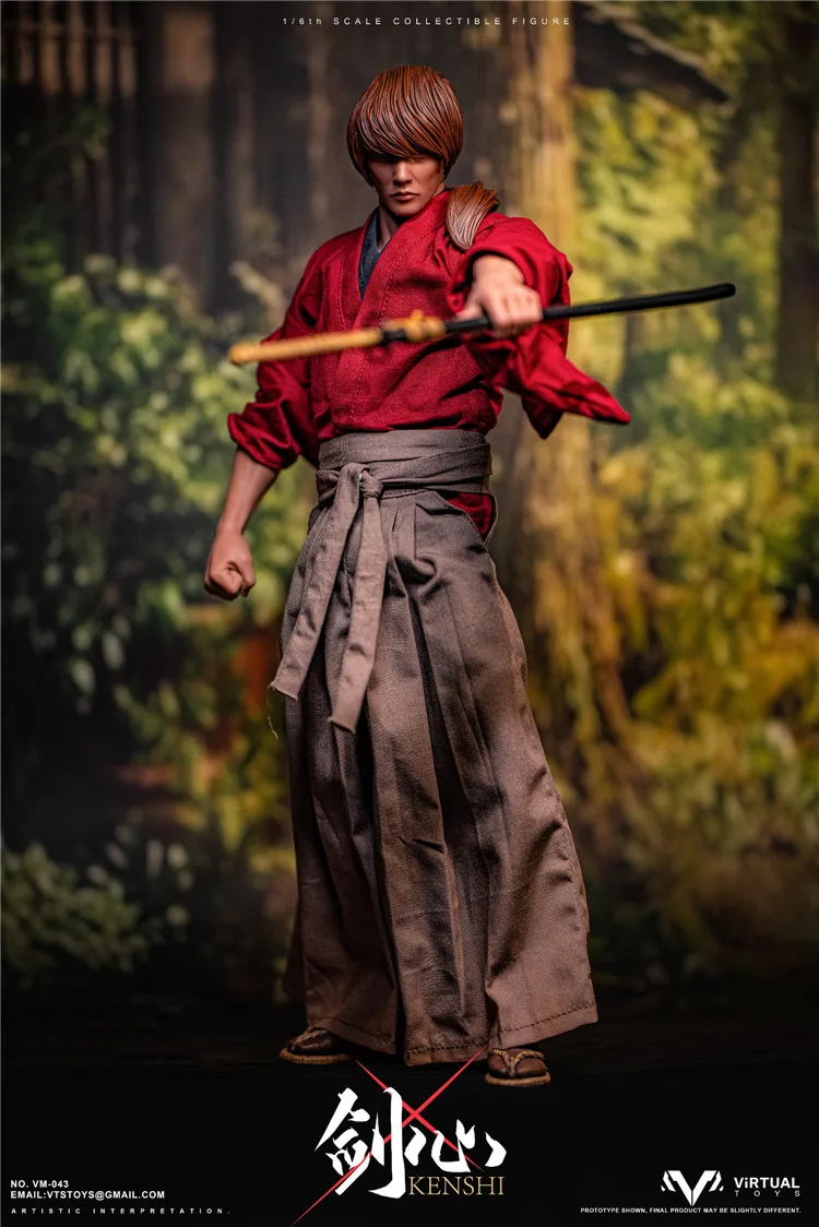 Vtstoys Vm-043 1/6 Men Soldier Himura Kenshin Handsome Red Haired Swordsman 12 Inches Action Figure Model Collection