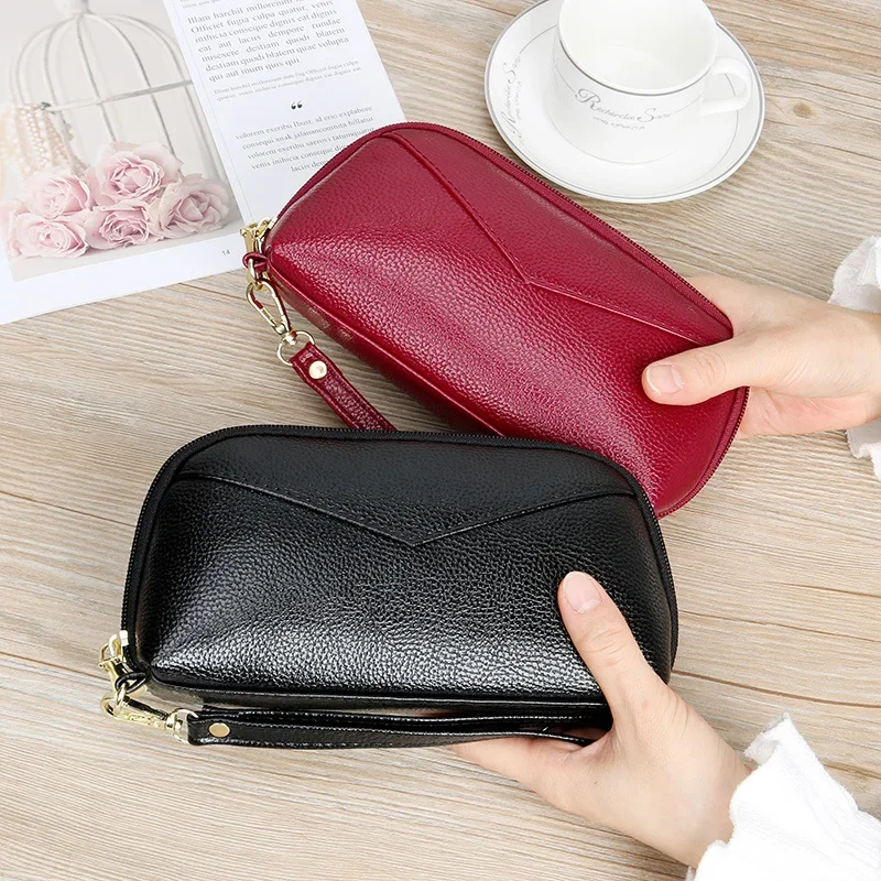 Leather Wallet Women Red/blue/pink/black Zipper Bags Female PU Leather Long Purse Fashion Mobile Phone Bag Luxury Handbags Purse