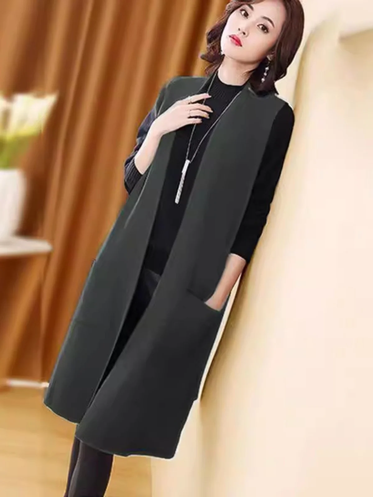 

Женский повседневный жилет Sli Long в корейском стиле: модный, стройнящий, трендовый, с эффектом увеличения роста, простой и стильный.