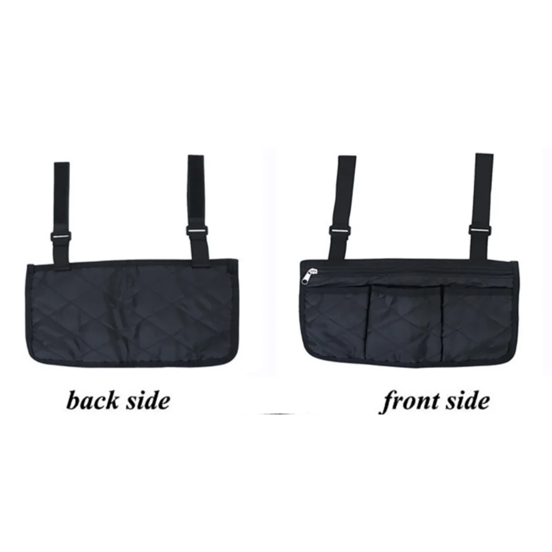 Multifunctional Wheelchair Armrest Side Storage Bag with Multi-pocket Hanging Stroller Bag Travel Essential for Easy Organizatio view 3