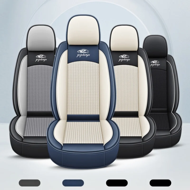 

Front Single Seat, Luxurious Ice Silk Full-Cover Car Seat Cover, Universal, with a Delicate Texture, Not Easy to Wrinkle, Comfortable, Breathable, and Wear-Resistant, Suitable for All Seasons, Ergonomic Design, Three-Dimensional Side Support, Enhances Dri