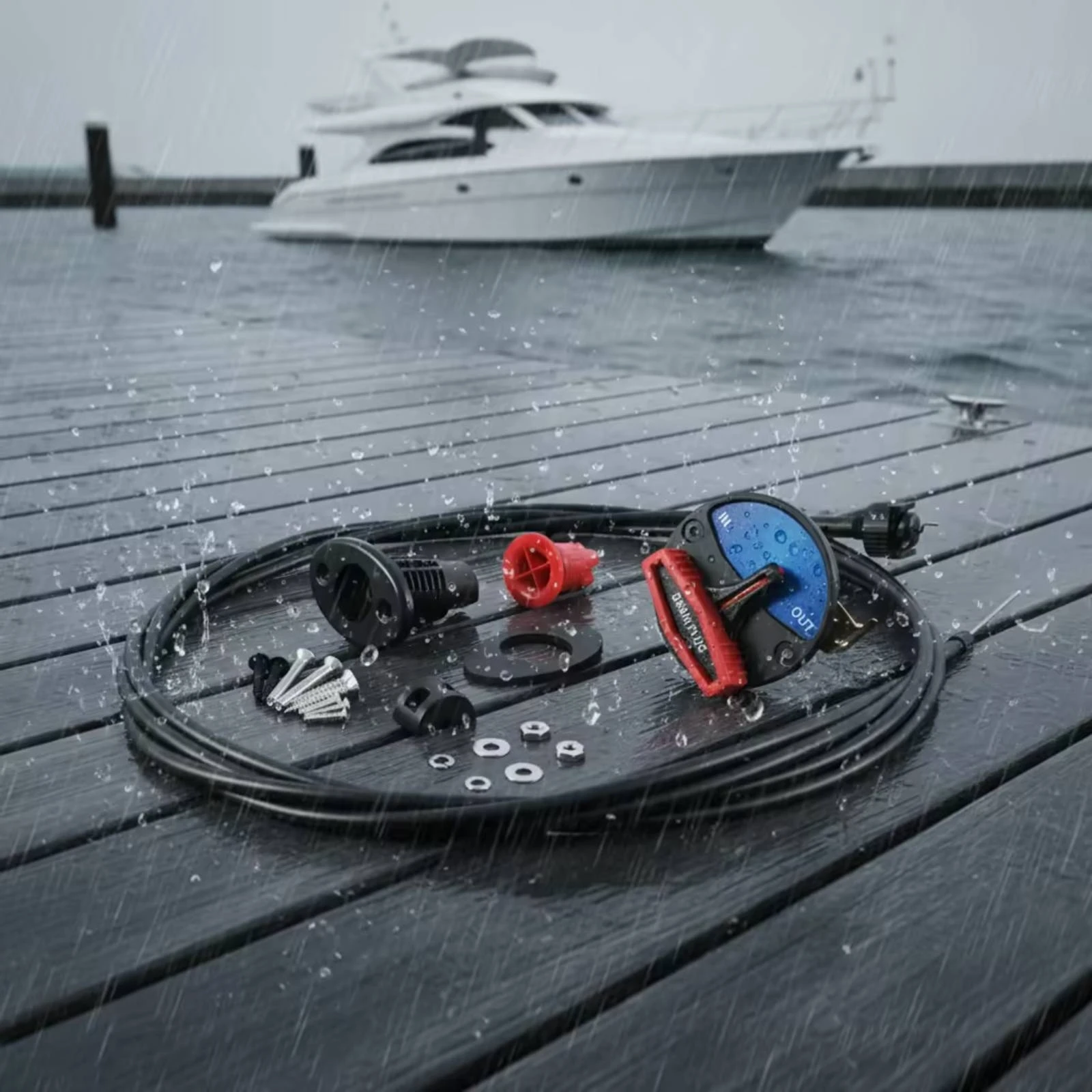 Distant Drain Plug Assembly Quick Install Marine Drain Plug with Cable Hardware Heavy Duty Safe for Boaters, Boats, Watercraft view 5