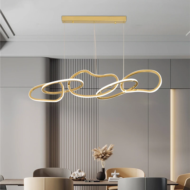 Postmodern Luxury Gold Led Ring Ceiling Chandelier For Bar Bedroom Hotel Stainless Steel Lustre Restaurant Lighting Pendant Lamp