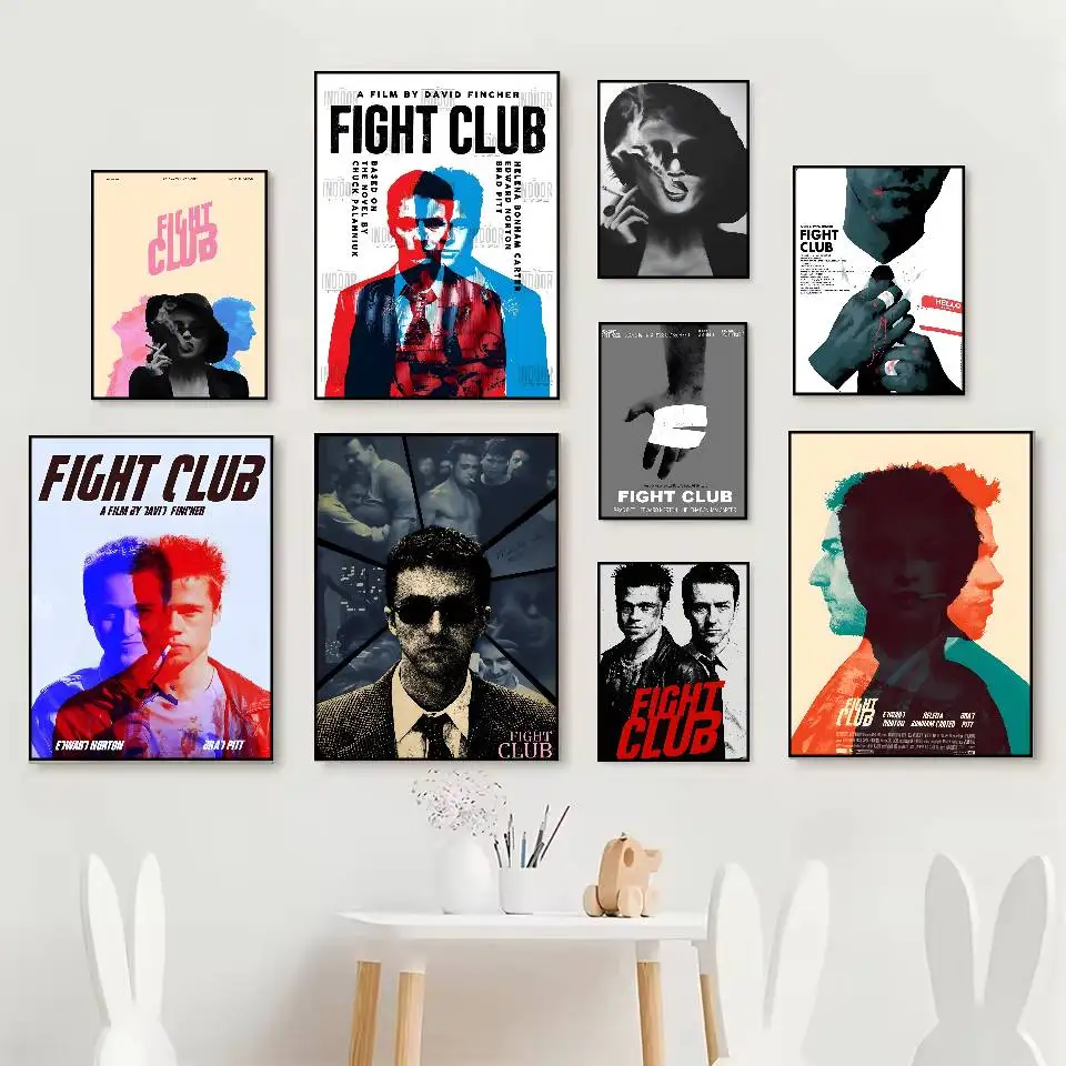 Classic Old Movies F-Fight Club Poster HD Posters Self Adhesive Waterproof Ideal for Living Room Bedroom Bar Decoration