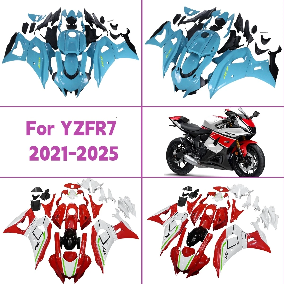 

Fit for 2021-2025 Yamaha YZFR7 Fairings Kit Plastic Injection Molded Custom 21-25 YZF R7 Replacement Fairing Set
