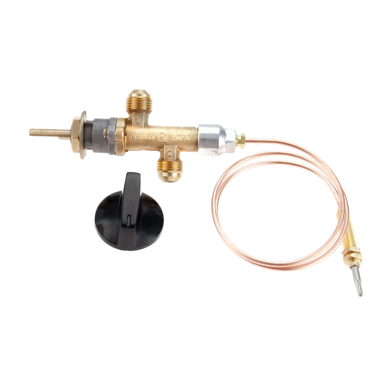 Gas Grill Heater Pit Fireplace Control Valve with Thermocouple Knob Switch 600mm M8*1 Threaded Head Low Pressure Inlet&Outlet