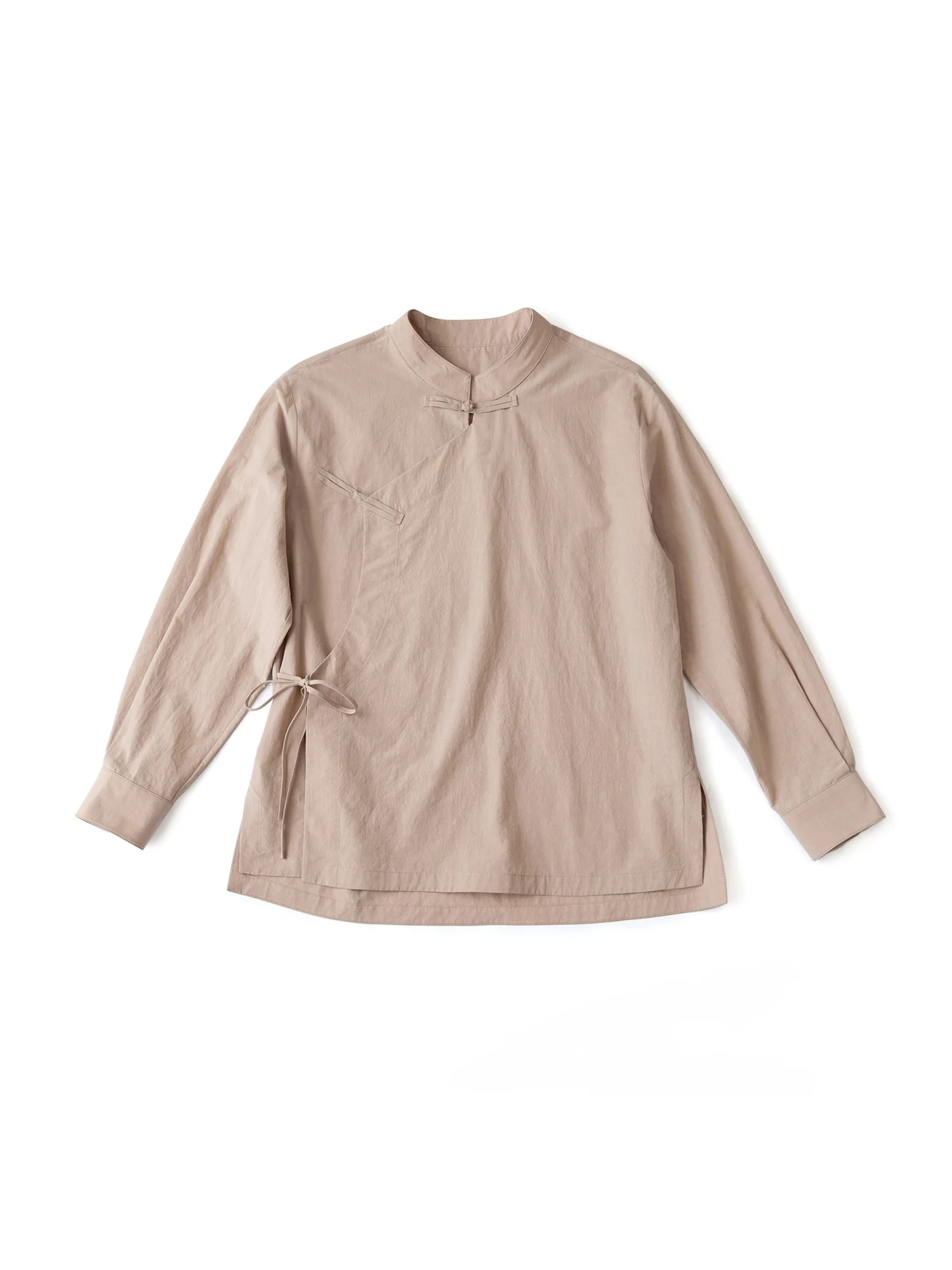 

Chinese Style Loose Fit Cotton Linen Top with Belt Lightweight Breathable Spring Summer New Arrival Women's Shirt