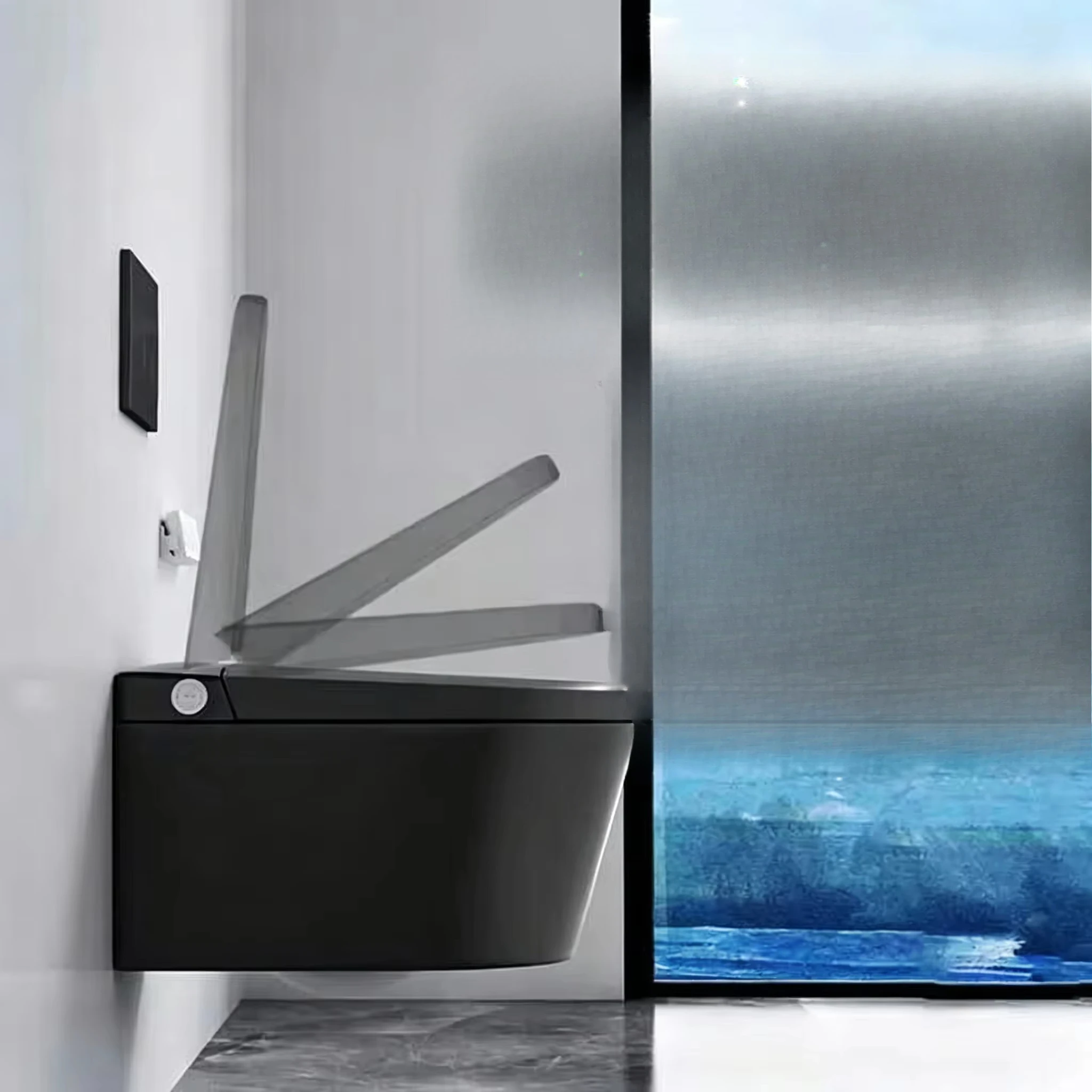 

New Design American European Standard Dark Grey Toilet Sanitary Ware Back to Wall Ceramic Wall Hung Smart Toilet for Bathroom