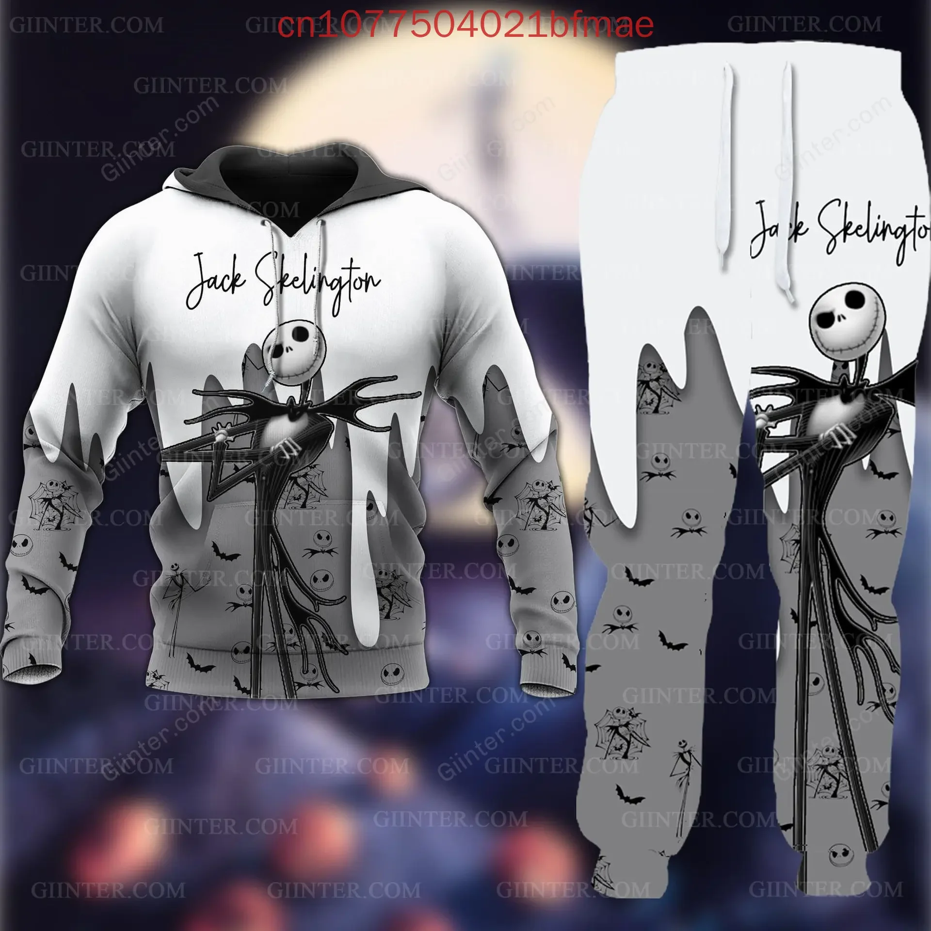 ديزني الكابوس قبل عيد الميلاد زي تأثيري 3D هوديي جاك Skellington زي هوديي وسراويل عداء ببطء مجموعات #4