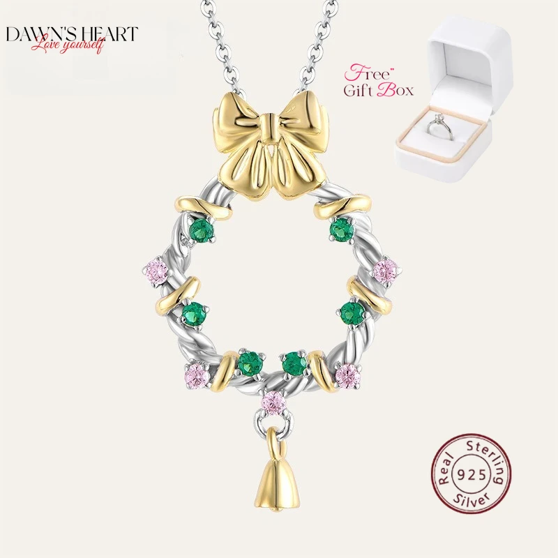 

925 Real Silver Christma Bells Flower Pendant Necklaces For Women Cubic Zircon Rice Chain Women Choker Luxury Jewelry Gifts