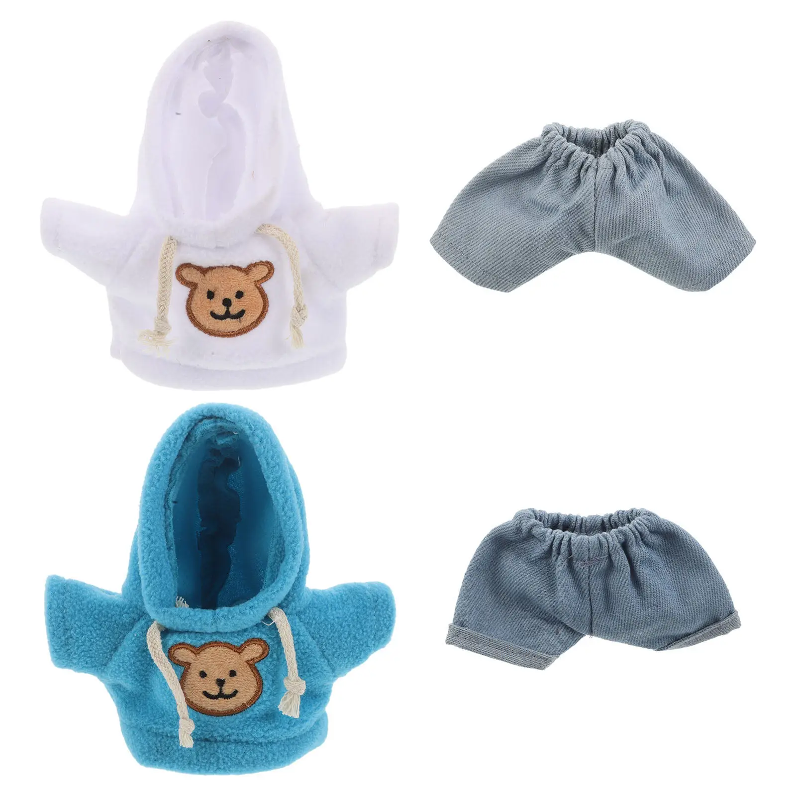 

4Pcs Bear Clothing Set Hoodie Denim Pants Fit 20Cm 8Inch Stuffed Animals Make Your Own Bear Clothes Costume Stuffed Clothes