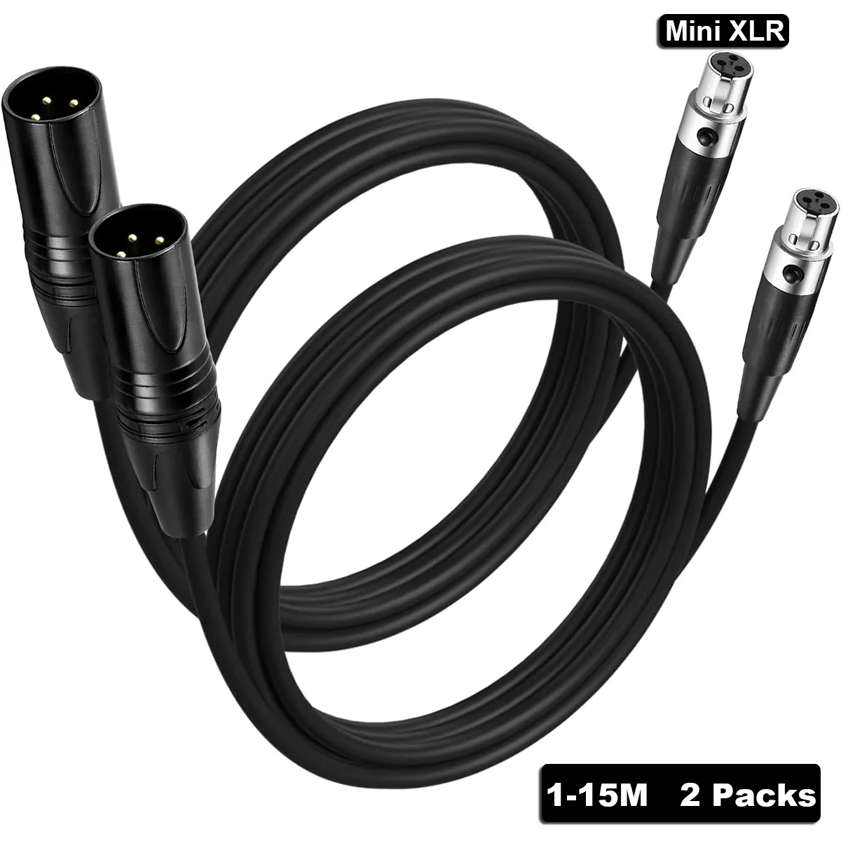 Mini XLR Female To XLR Male Cable (2 Pack) 3-Pin Mini XLR Patch Cable Compatible with BMPCC 4K Camera Video Assist 4K Sharp 8K