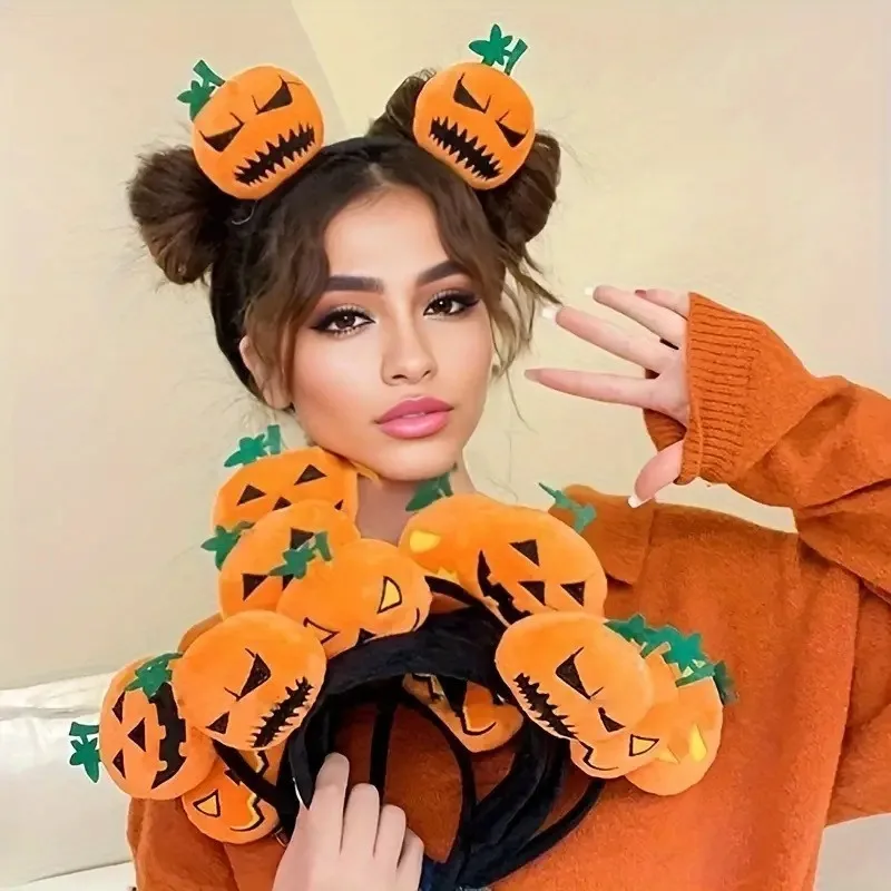 Cute Halloween Headband Pumpkin Devil Horns Party Hair Accessories Headband Decorations Cartoon Cosplay Fun Festive Headwear