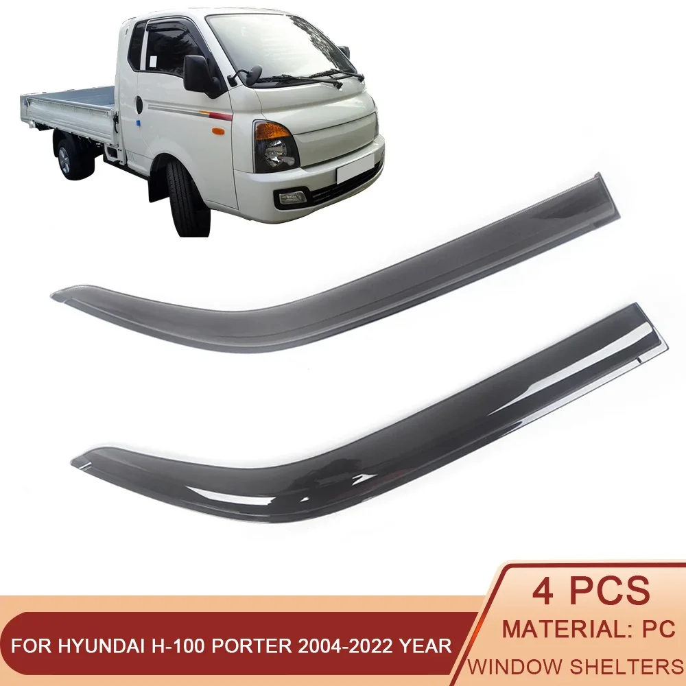 

For Hyundai H-100 Porter 2004-2022 Side Window Deflectors Visors Black Rain Guard Door Visor Vent Shades Dark Smoke Ventvisor