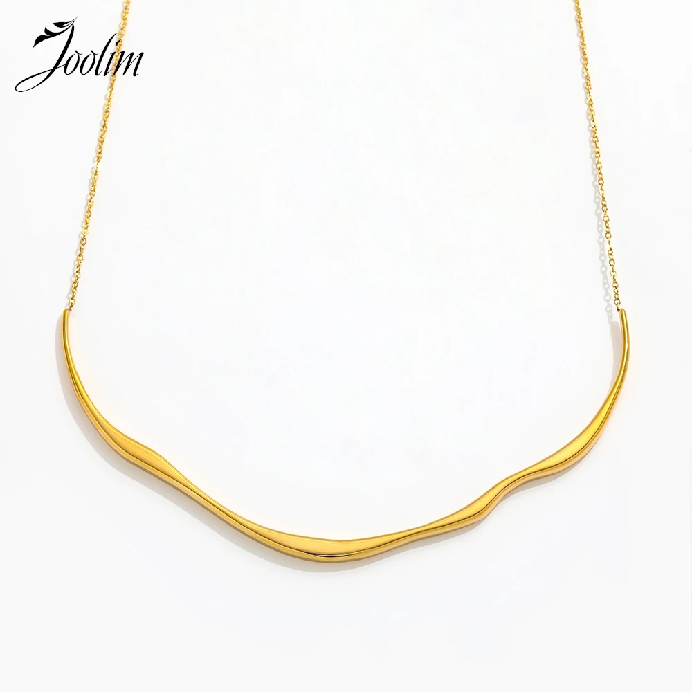 

Joolim Jewelry Wholesale Non Tarnish Fashion Designer Irregular Tube Pendant Choker Chain Stainless Steel Necklace for Women