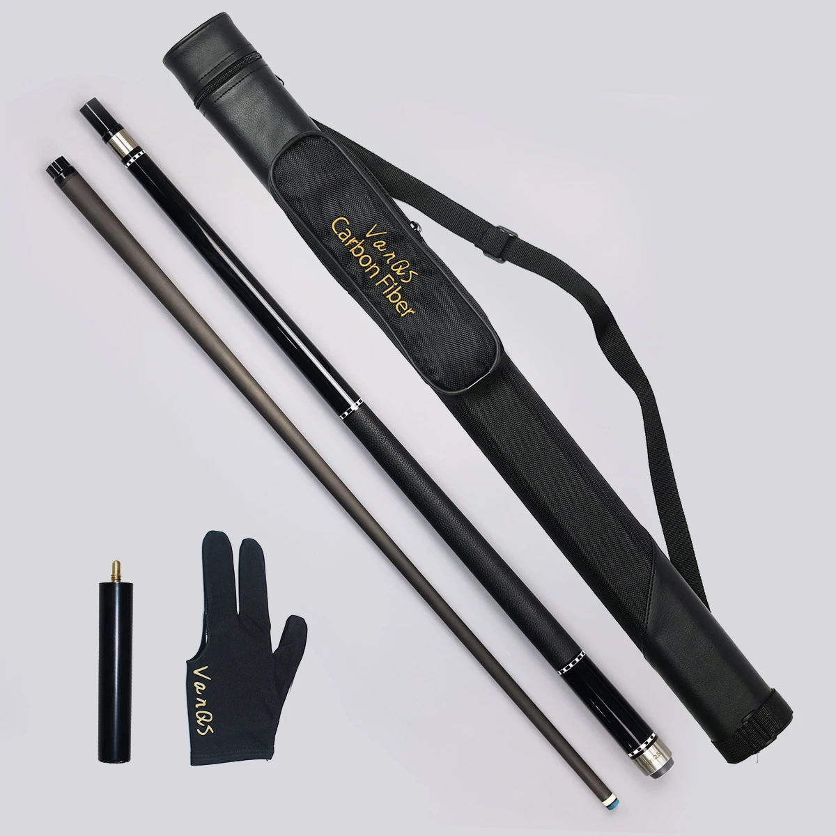 Premium Real Carbon Fiber Billiard Pool Cue Kit 12.5mm Shaft with Leather Grip 3/8-8 Pin Joint 1/2 Accessory Set with Bag