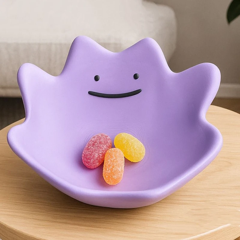 Bandeja de Armazenamento em Formato de Pokémon Ditto, Prato de Lanche de Desenho Animado, Organizador de Mesa Kawaii para Pequenos Itens, Presentes Perfeitos para Fãs e Meninas