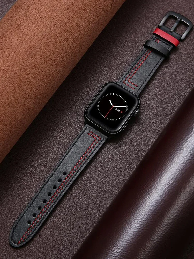 

Leather loop strap For Apple watch band 45mm Ultra 49mm 41mm 42mm 38mm 41 44 45 mm bracelet iWatch series 9 8 7 3 4 5 6 se 40mm