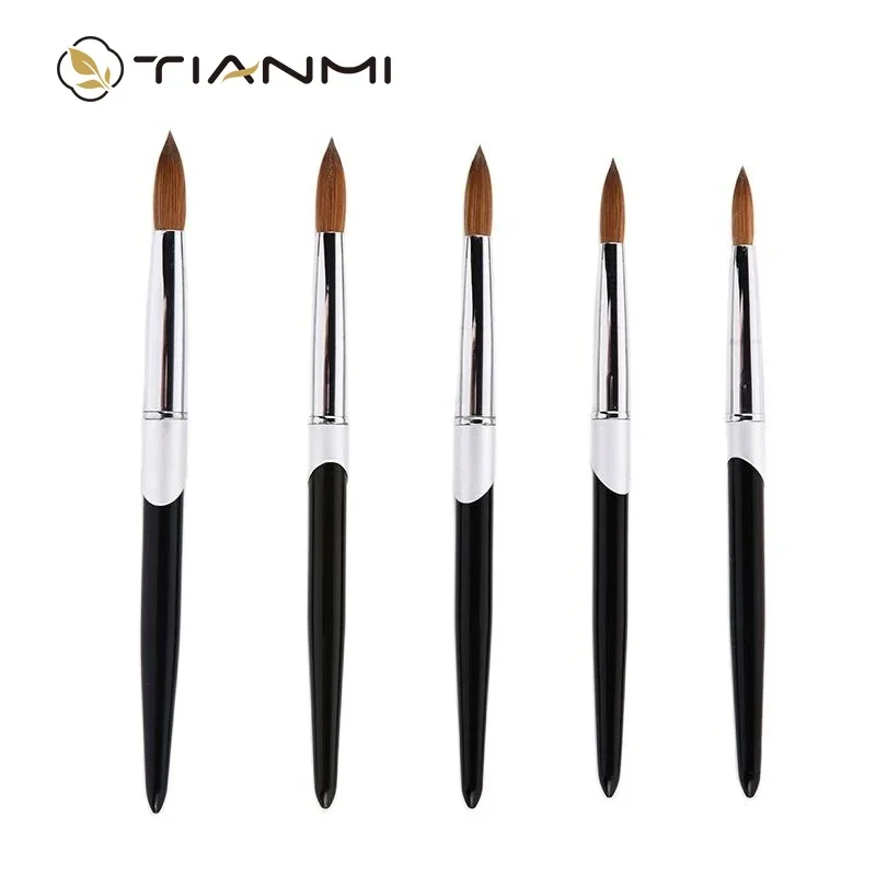 

Salon Nail Art Brush Kolinsky Sable Nail Brushes Gel Builder Manicure Carving Drawing Pens Quality Metal Handle Nail Tools