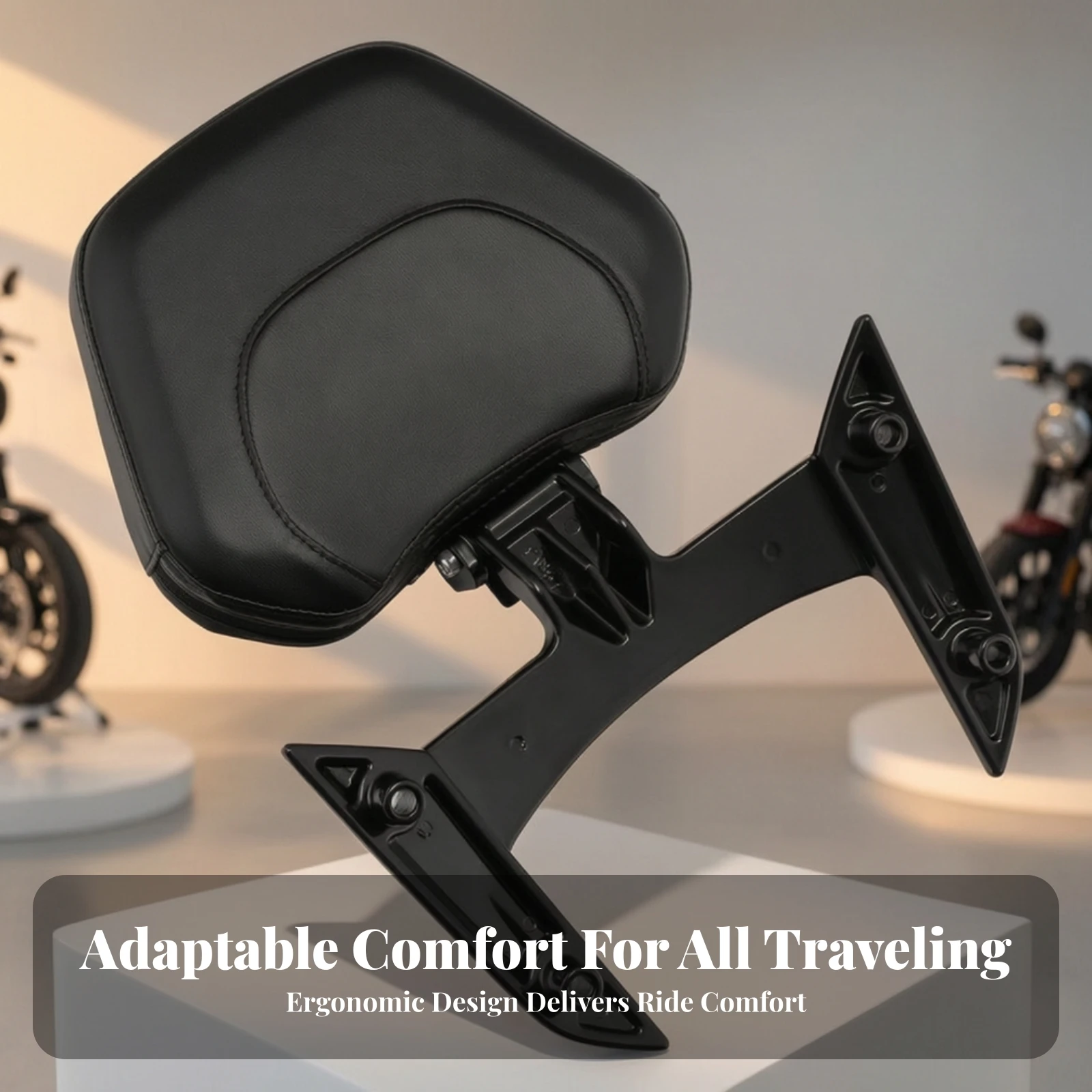 Rear Passenger Backrest Easy to Install Passenger Backrest with Padded Cushion Sissy Bar with Cushion Pad Long-Lasting Contoured