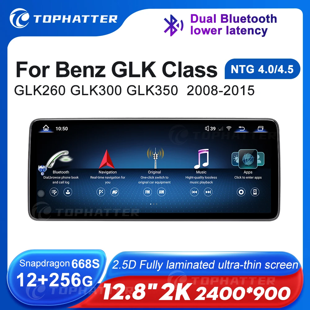 

12.8 2K Car Radio For Mercedes Benz GLK GLK260 GLK300 GLK350 CarPlay Android Auto Multimedia Player Screen 360 Camera Head Unit