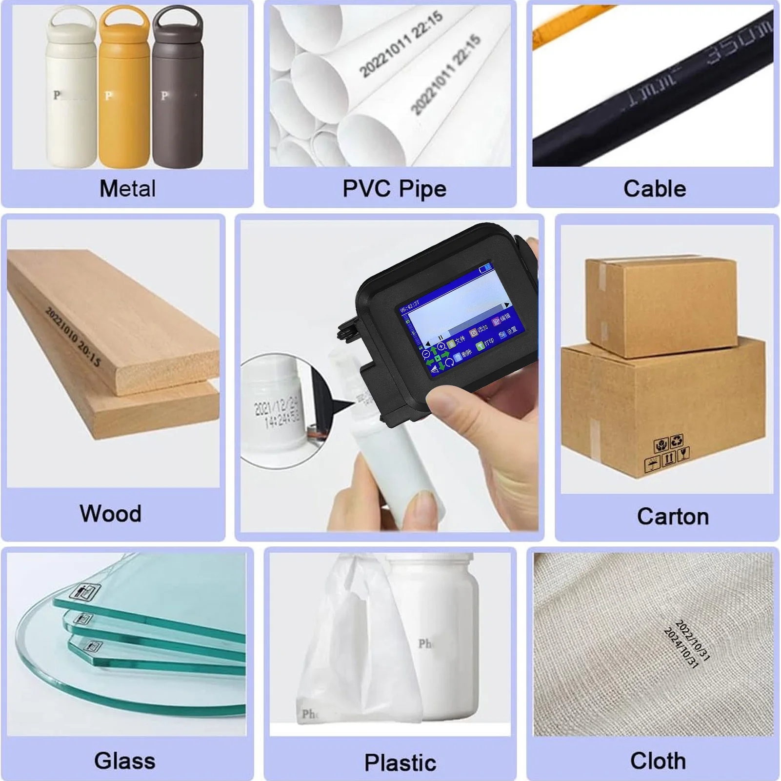 【New】Handheld Inkjet Printer Gun Portable Mini LED  for Label Production Date QR  Multi Language Mini Inkjet Printer