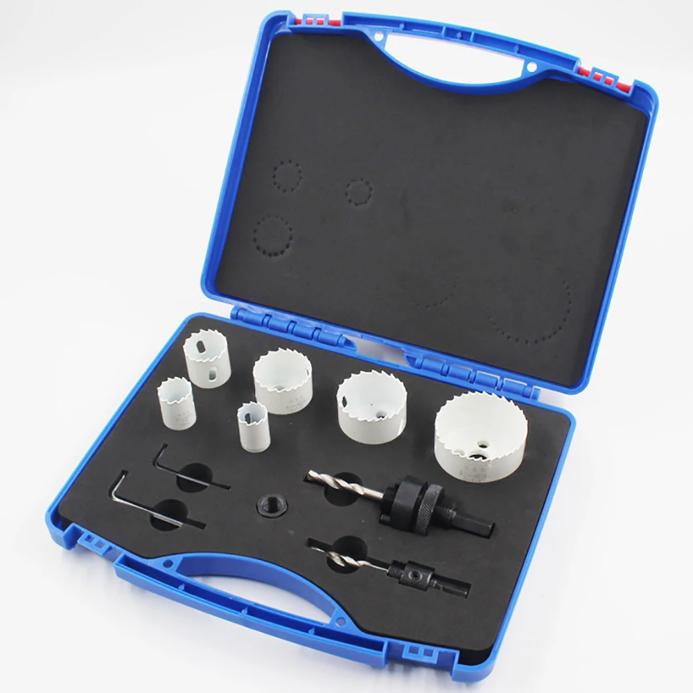 9x M42 High Speed Steel Hole Saws Drill Tool Kit 19-57mm Saw Cup Wood Cutter Drill Bit For Cutting Wood Aluminum Plate Plastic