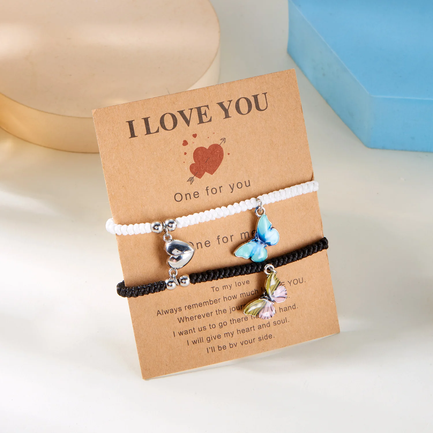 2 Teile/satz Schmetterling Paare Anhänger Leuchtendes Armband für Frauen Männer Minimalistisches Seil Geflecht Armband Freundschaft Schmuck Geschenke – Detail 18