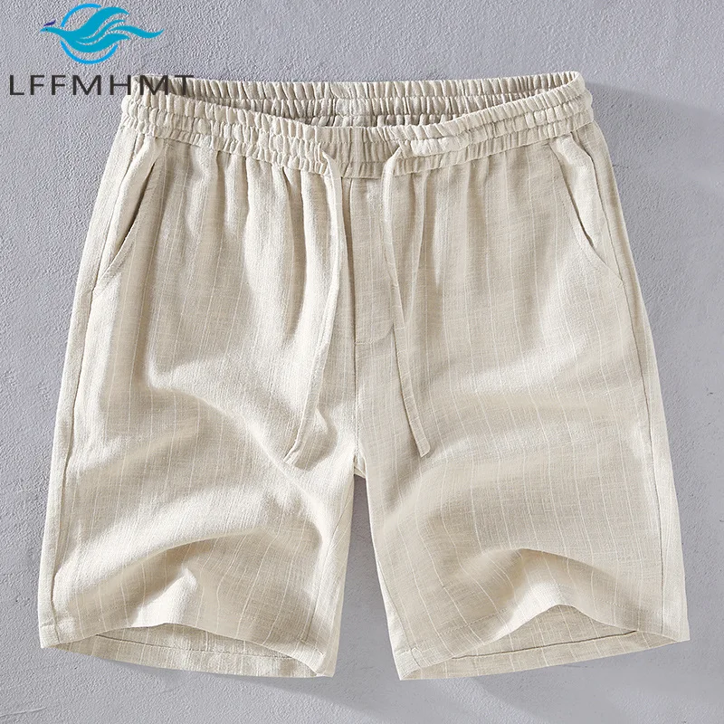 

3035 Japan Style Cotton Linen Striped Shorts for Men Summer Fashion Good Quality Sport Casual Relax Fit Beach Shorts Daily Wear