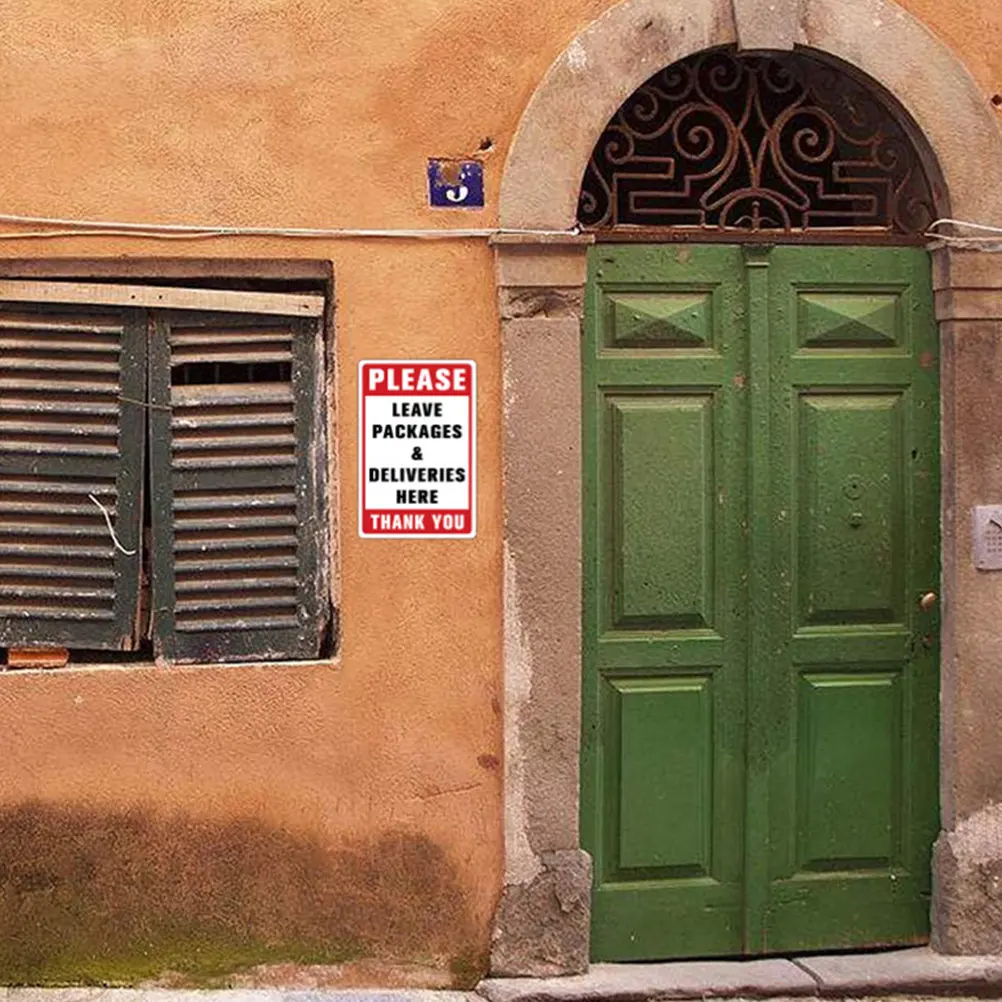 

Package Here Sticker Waterproof PVC Delivery Sign Decal Self Adhesive for Door Window Fence Use Leave Deliveries Here Sticker