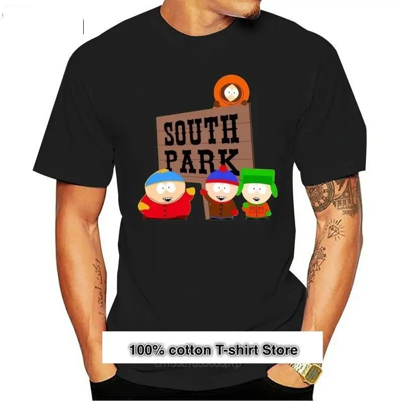 Camiseta con Cartman stantoni para mujer, negra (size-2xl), retro, cuello redondo, 634547703515