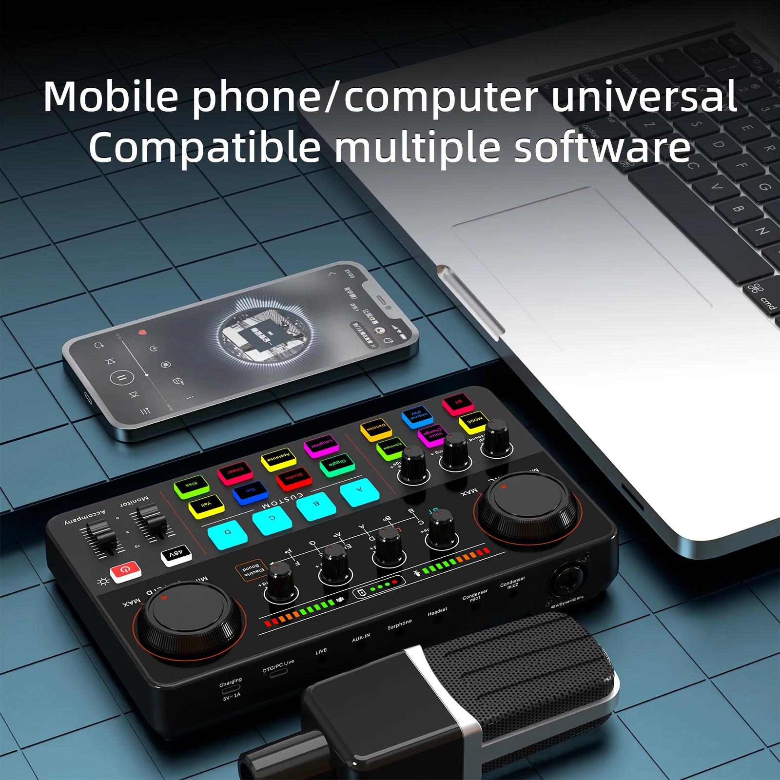 48 فولت فانتوم باور المهنية لايف كارت الصوت 12 لهجة الإلكترونية كارت الصوت جهاز مزج الصوت DJ تحكم ل يوتيوب PC \ الهاتف #6