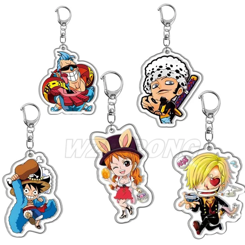 One Piece Acrylic Figurine Keychain Toy Nika Luffy Kaidou Law KING Eustass Kid Chopper Roronoa Zoro Key Chain Gifts Accessories