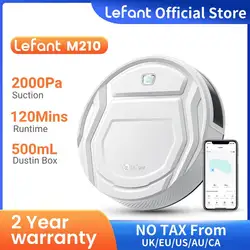 LEFANT M210 Robot Aspirador Fuerte Succión, Mini Aspirador Robot 120 Min Autocargable, Limpieza Zig-Zag, Programable, Silencioso Aspirador Robot, WiFi/App/Alexa, para Pelo de Mascotas y Suelos Duros