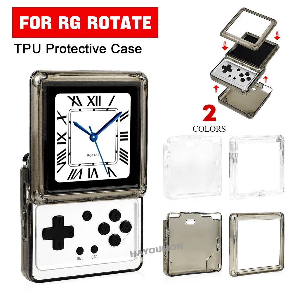 For ANBERNIC RG Rorate Console Transparent Soft Silicone Protective Case Crystal Clear Black TPU Protective Case Gaming Access