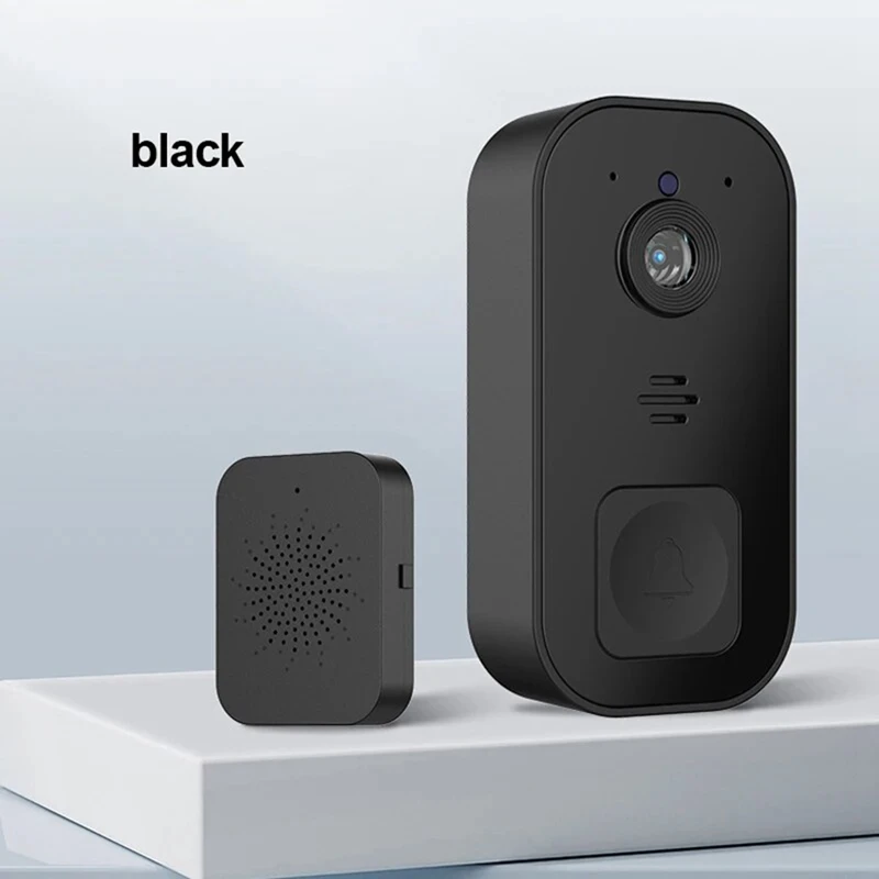 Smart Visual Doorbell Wireless Remote Home High-Definition Night Vision Monitor Video Intercom Doorbell-Black Durable