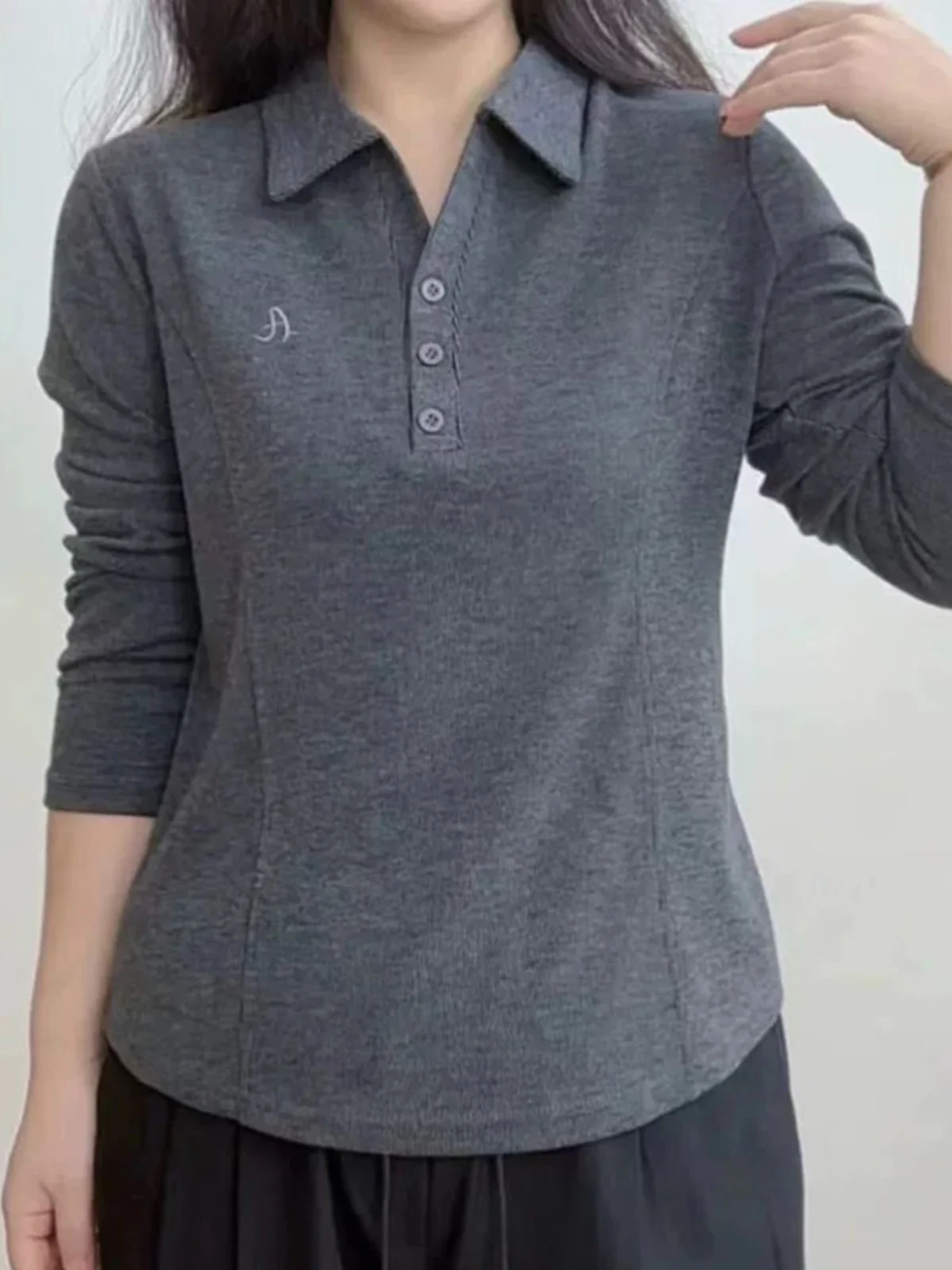 

Осенняя женская футболка с длинным рукавом из чистого хлопка, свободного кроя, в корейском стиле, для повседневной носки, с креативным дизайном узора