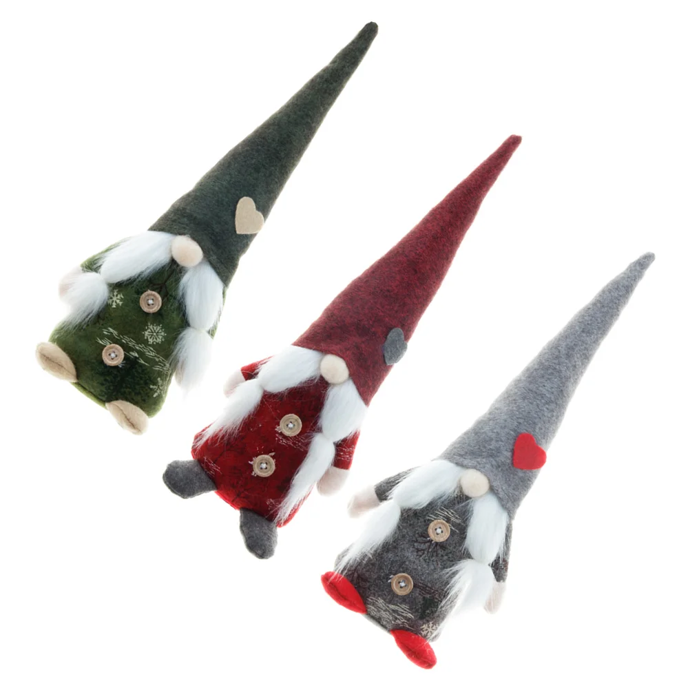 

3 Pcs Santa Cloth Dwarf Standing Rag Statue Children Toy Christmas Decor Kids Toys