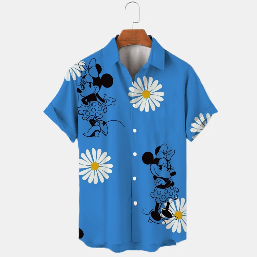 3D Printed Disney Donald Duck Mickey Mouse Floral Shirt Men\'s Shirts Summer Fashion Trend Vintage Boutique Top 2024 New