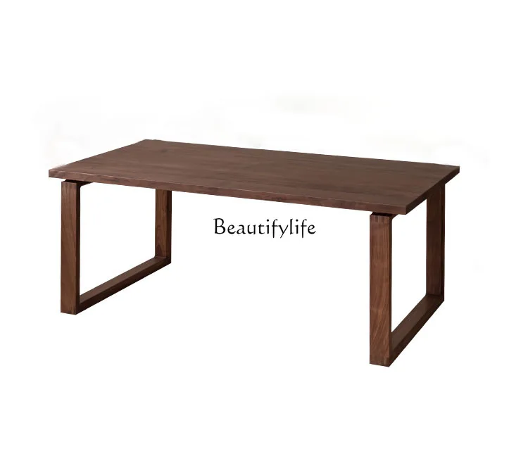 

Nordic Japanese Style Black Walnut Dining Table Full Solid Wood Large Rectangular Floating Dining Table