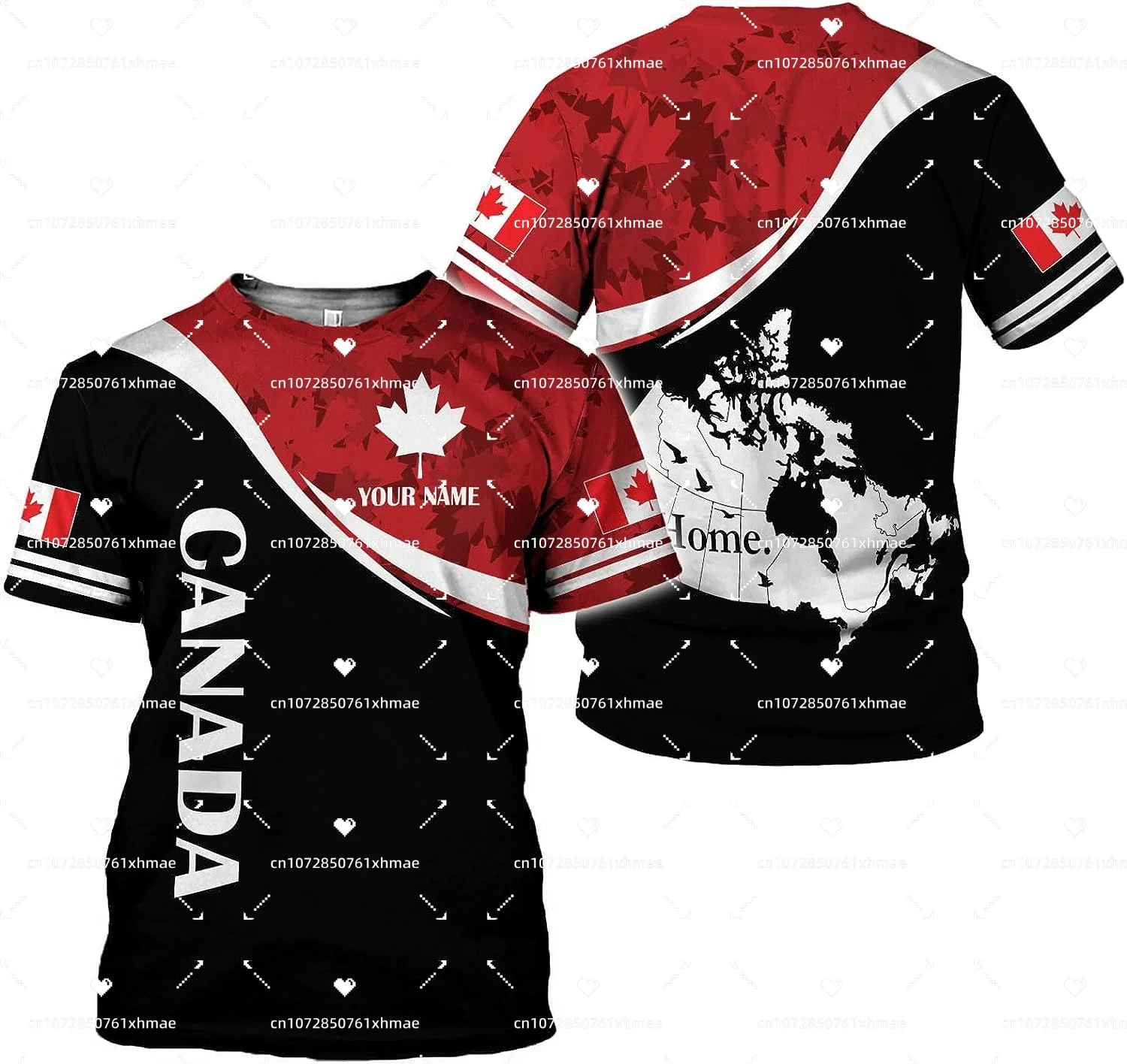 Free Custom Name Canada Flag Badge T-shirt Men's Women's Casual Round Neck Oversized Short Sleeves Fashion Harajuku Tops Tees