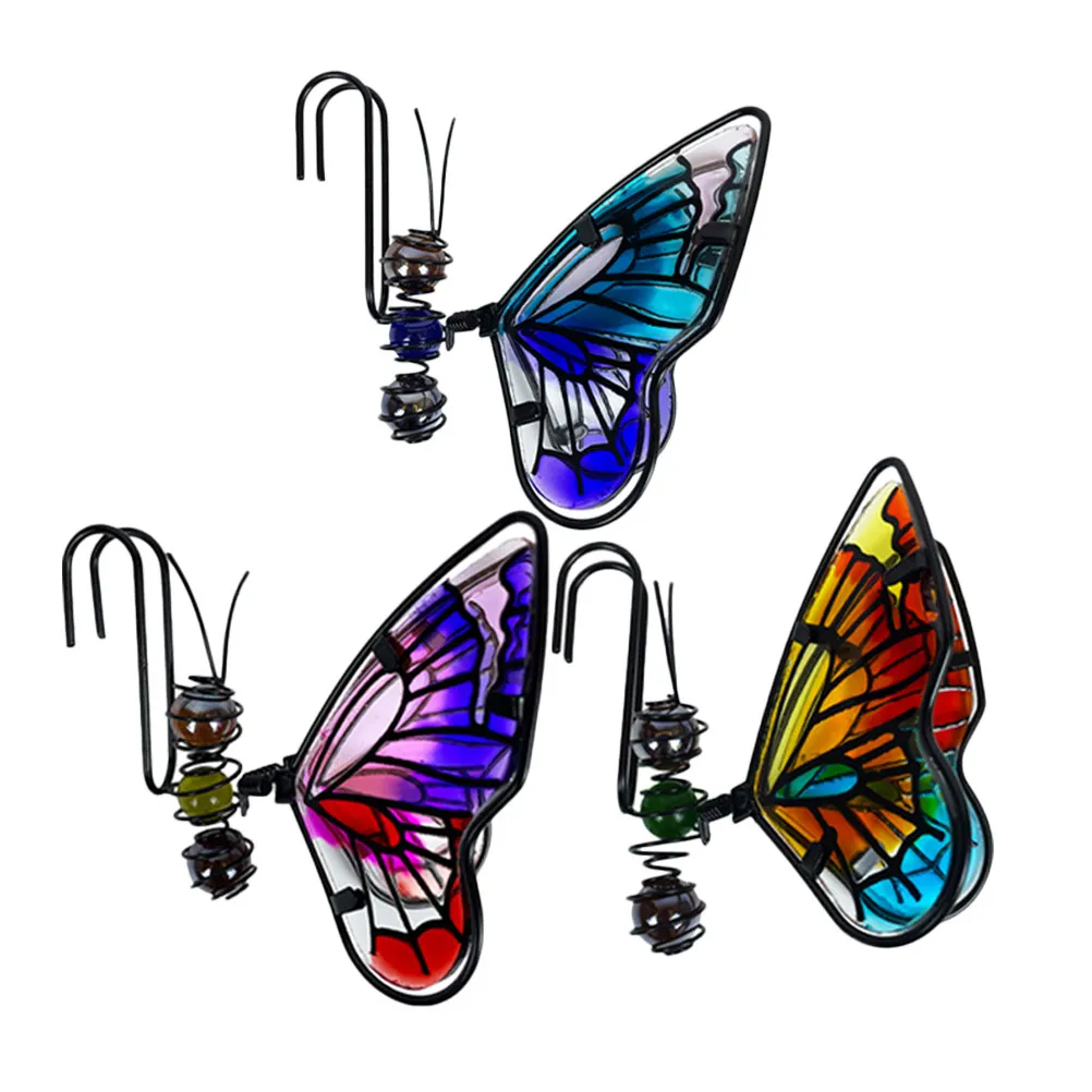 3Pcs Butterfly Flower Pot Hanger Iron Planter Decor Edge Garden Adornment Outdoor Plant Pot Pendant Landscape Decoration