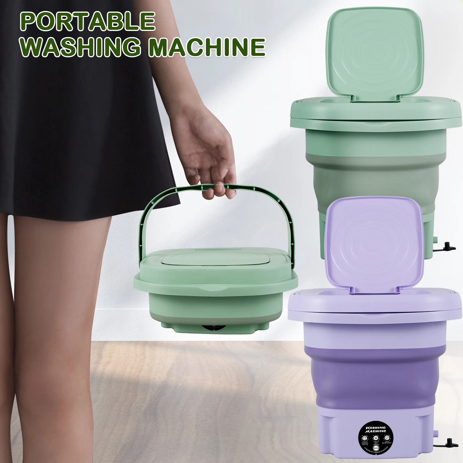 

Mini Washing Machine 8L Portable Washer Machine 3 Adjsutable Modes Foldable Washing Machine Quiet Operate Mini Laundry Machine