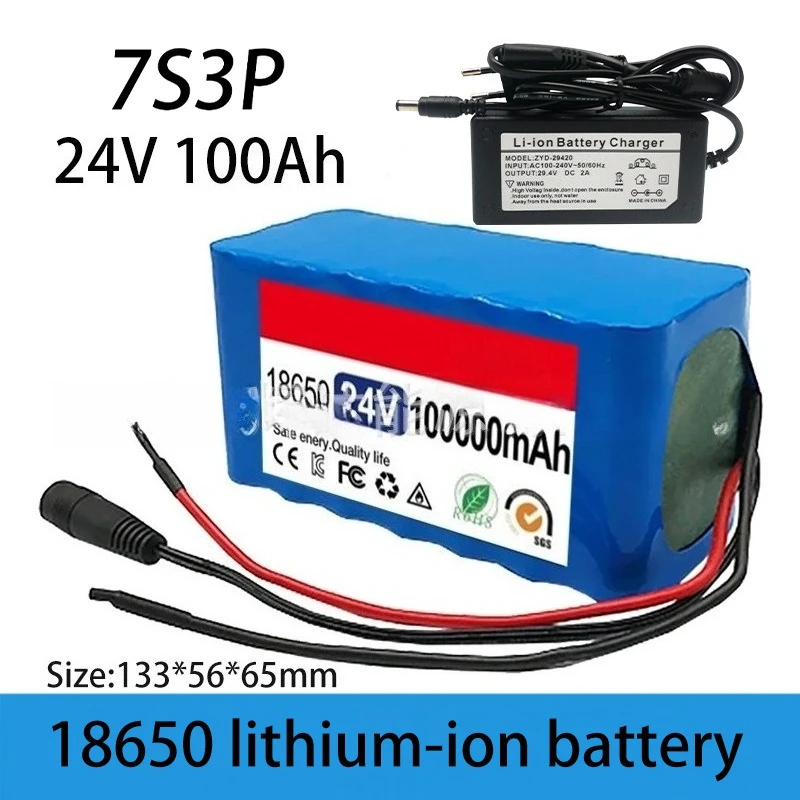 24V 7S3P 18650 100Ah Lithium-ion Battery Pack with Built-in BMS  Power Assisted Scooter  Range  Charging Battery