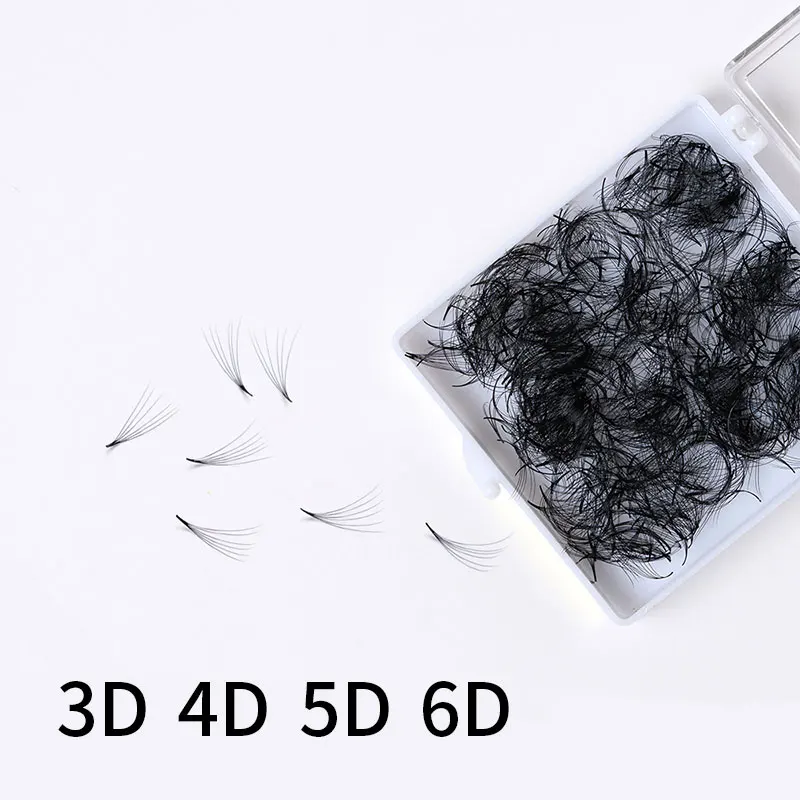 BLACK SHIELD 500 Fans Loose Volume Lashes Premade Eyelash Extensions 3D-6D Thin Pointy Base Medium Stem Natural DIY Lashes